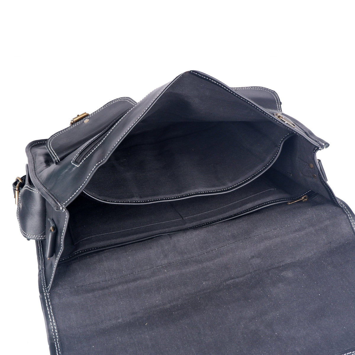 Retro Black Leather Laptop Messenger Bag – 16 & 18 Inch