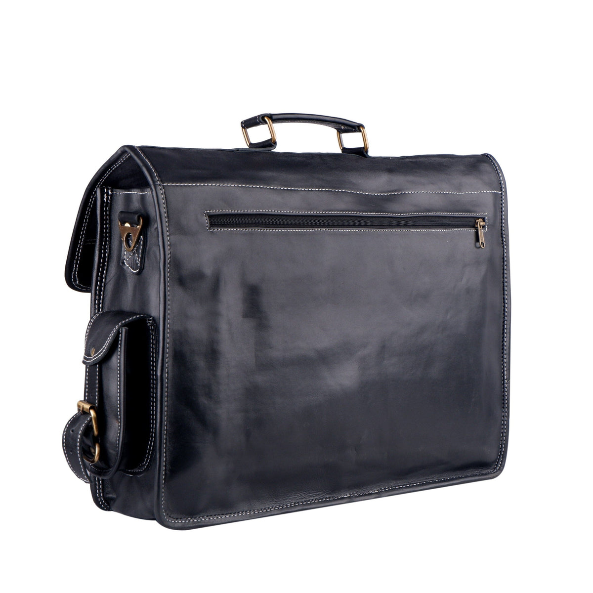 Retro Black Leather Laptop Messenger Bag – 16 & 18 Inch
