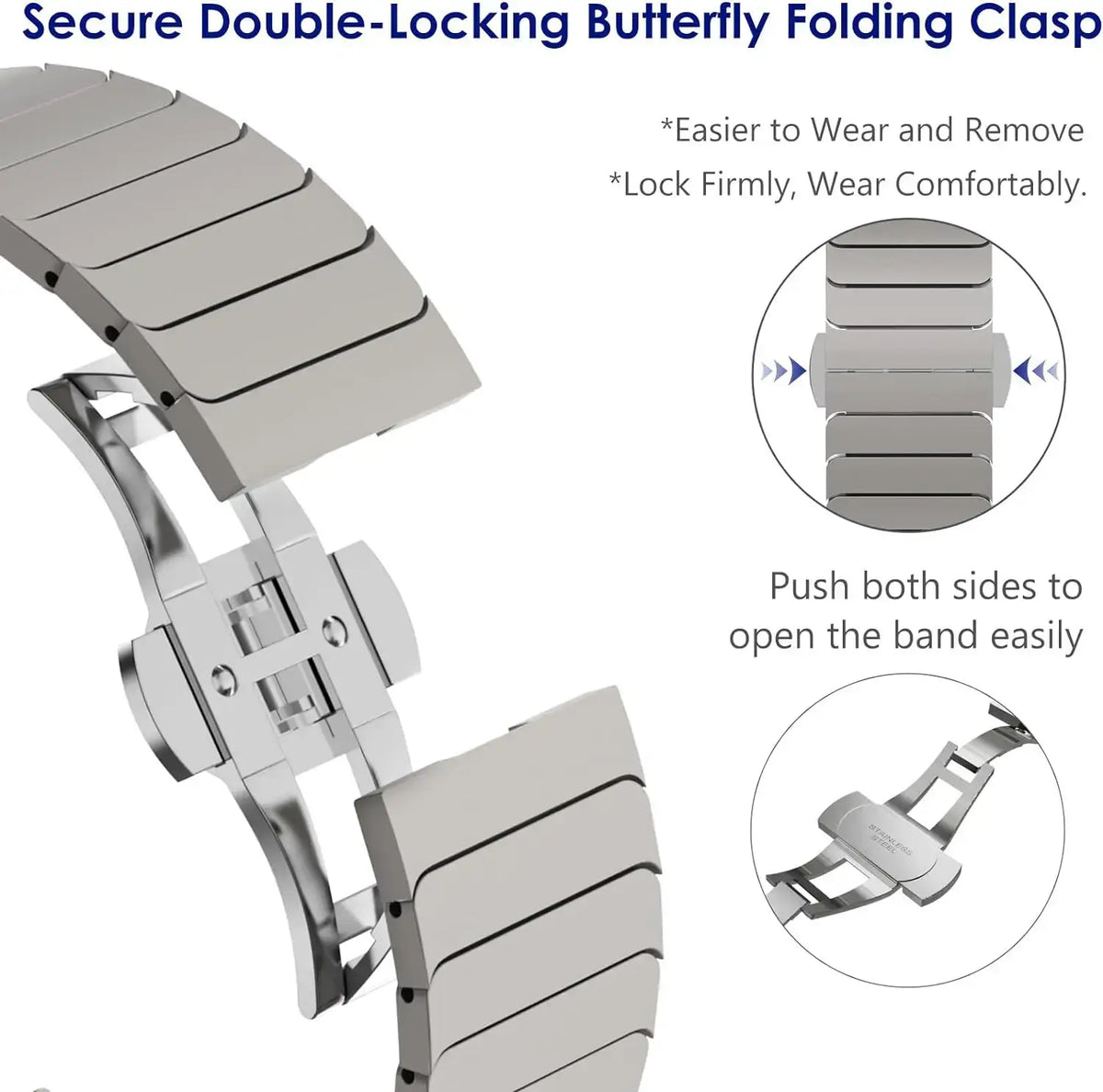 Apple Watch Flat-Link Stainless Steel Bracelet Band
