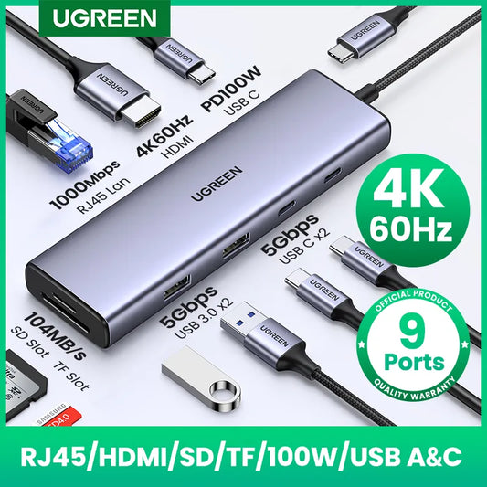 HUB UGREEN MacBook USB-C HDMI 100W 